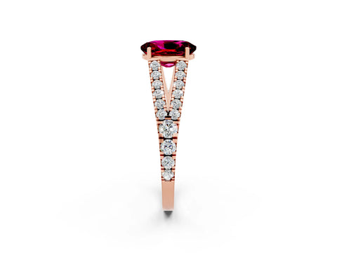 Rose gold Oval Cut Cut Split Shank Pave Diamond Engagement Ring with Four-Prong Setting_2