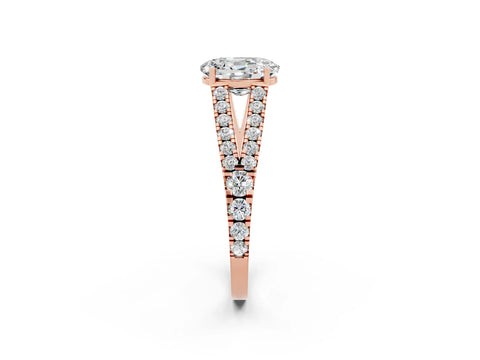 Rose gold Oval Cut Cut Split Shank Pave Diamond Engagement Ring with Four-Prong Setting_2