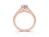 Rose gold Oval Cut Cut Split Shank Pave Diamond Engagement Ring with Four-Prong Setting_3