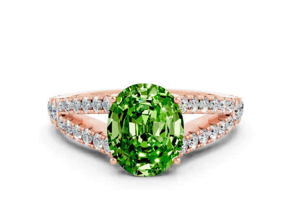 Rose gold Oval Cut Cut Split Shank Pave Diamond Engagement Ring with Four-Prong Setting