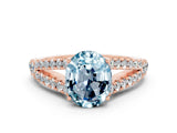 Rose gold Oval Cut Cut Split Shank Pave Diamond Engagement Ring with Four-Prong Setting
