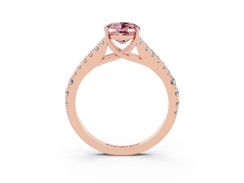 Rose gold Oval Cut Cut Split Shank Pave Diamond Engagement Ring with Four-Prong Setting_3