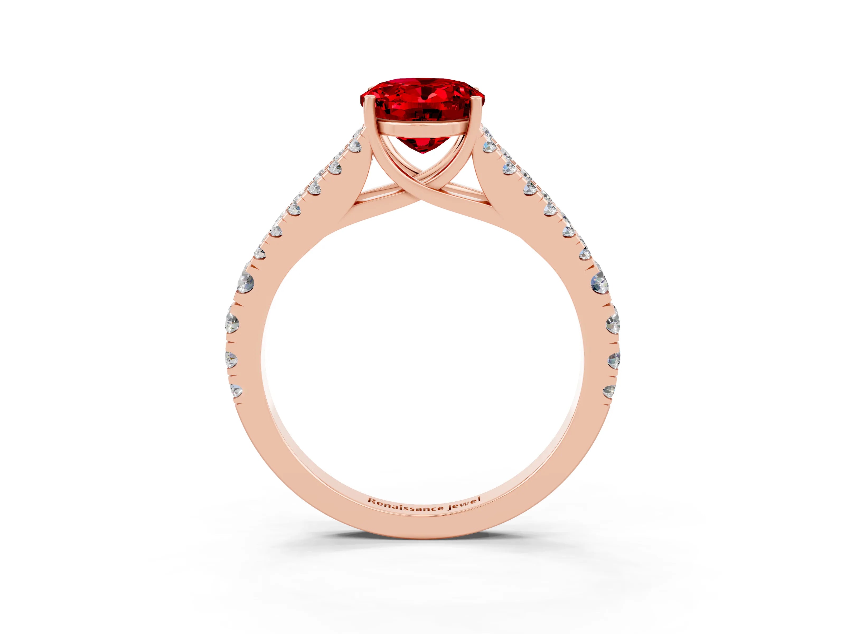Rose gold Oval Cut Cut Split Shank Pave Diamond Engagement Ring with Four-Prong Setting_3
