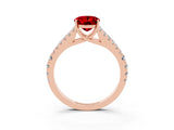 Rose gold Oval Cut Cut Split Shank Pave Diamond Engagement Ring with Four-Prong Setting_3