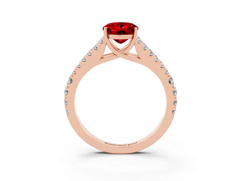 Rose gold Oval Cut Cut Split Shank Pave Diamond Engagement Ring with Four-Prong Setting_3