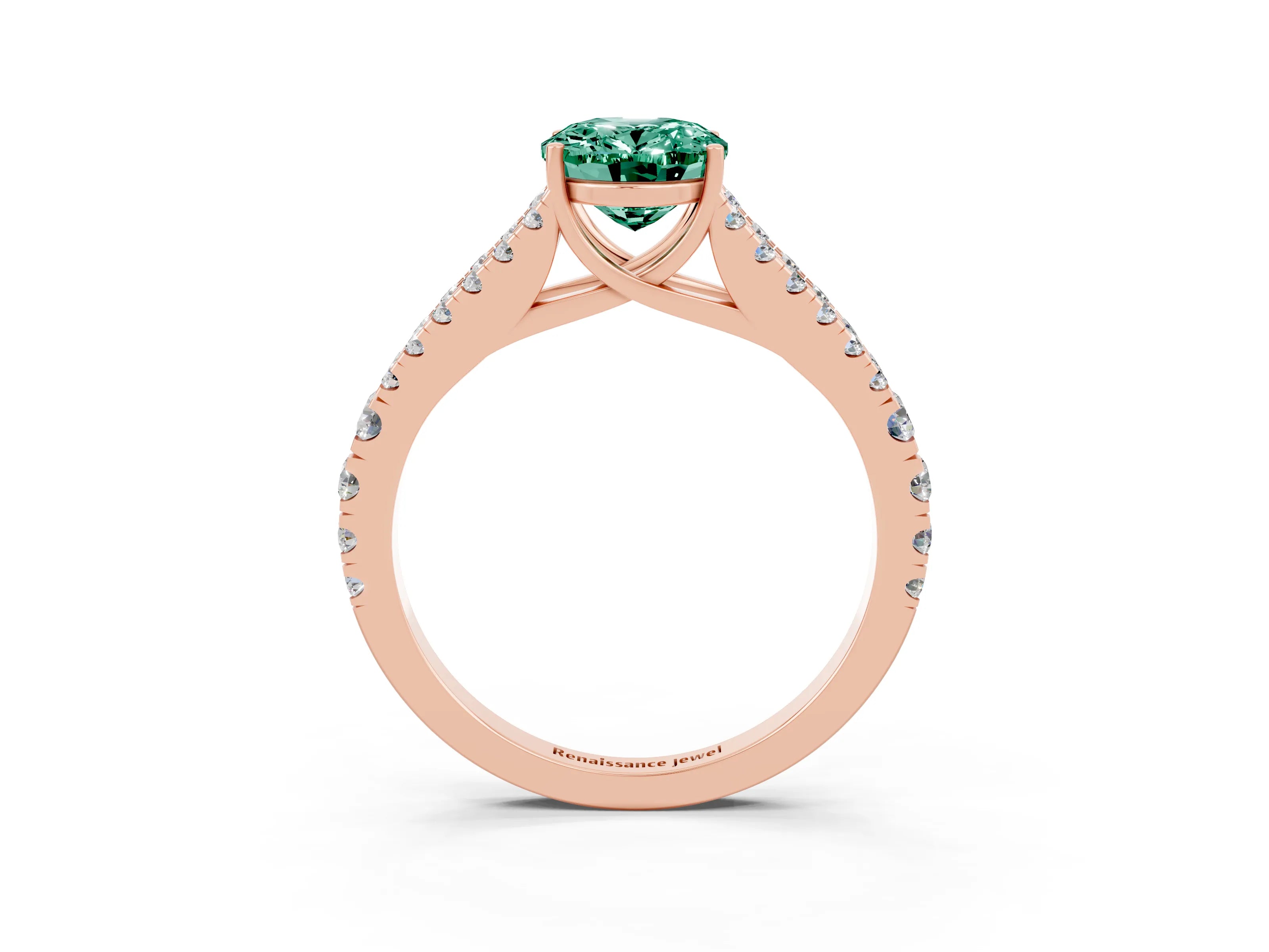 Rose gold Oval Cut Cut Split Shank Pave Diamond Engagement Ring with Four-Prong Setting_3