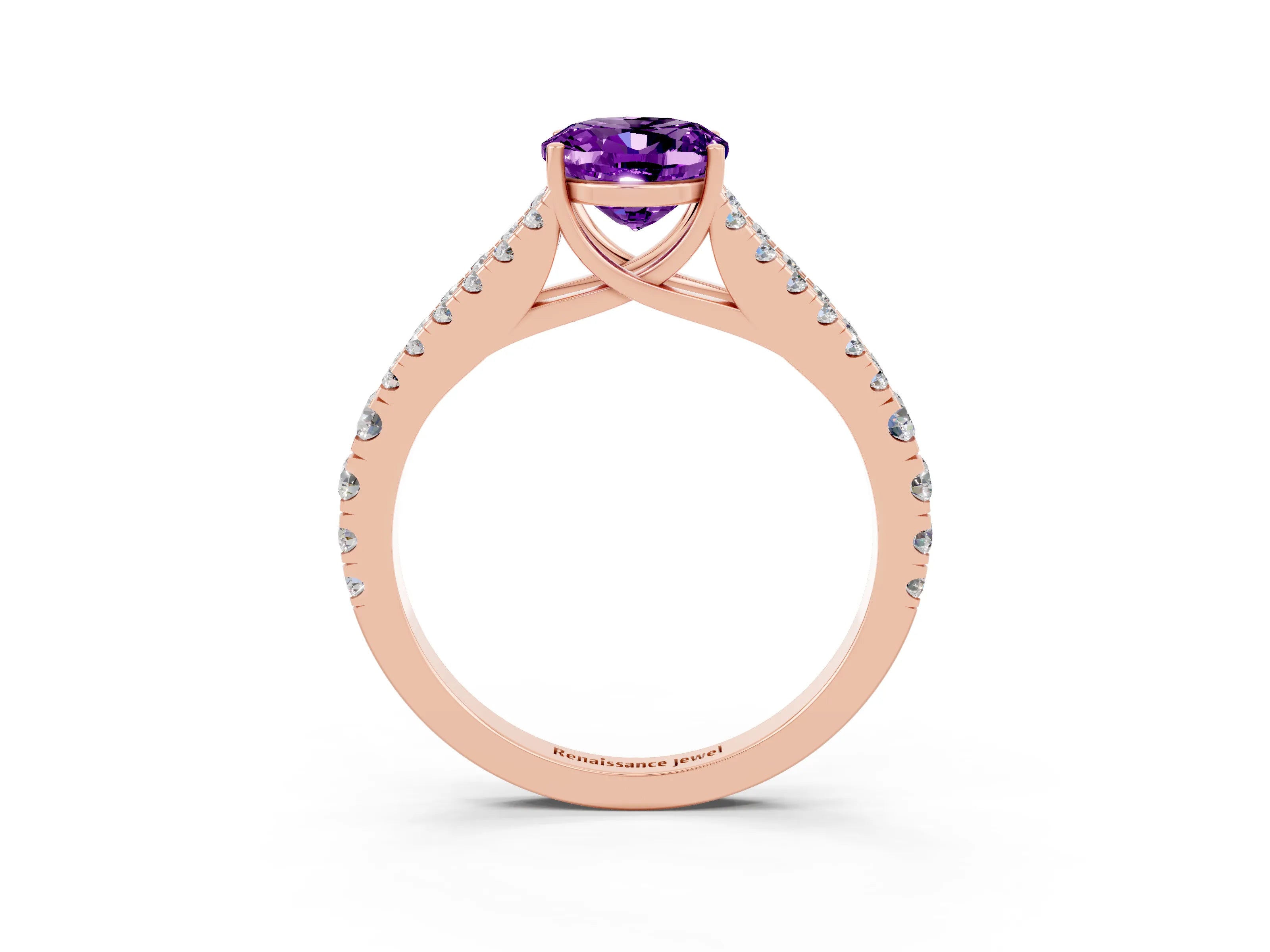 Rose gold Oval Cut Cut Split Shank Pave Diamond Engagement Ring with Four-Prong Setting_3