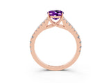 Rose gold Oval Cut Cut Split Shank Pave Diamond Engagement Ring with Four-Prong Setting_3