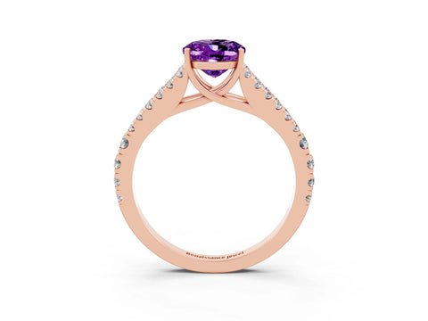 Rose gold Oval Cut Cut Split Shank Pave Diamond Engagement Ring with Four-Prong Setting_3
