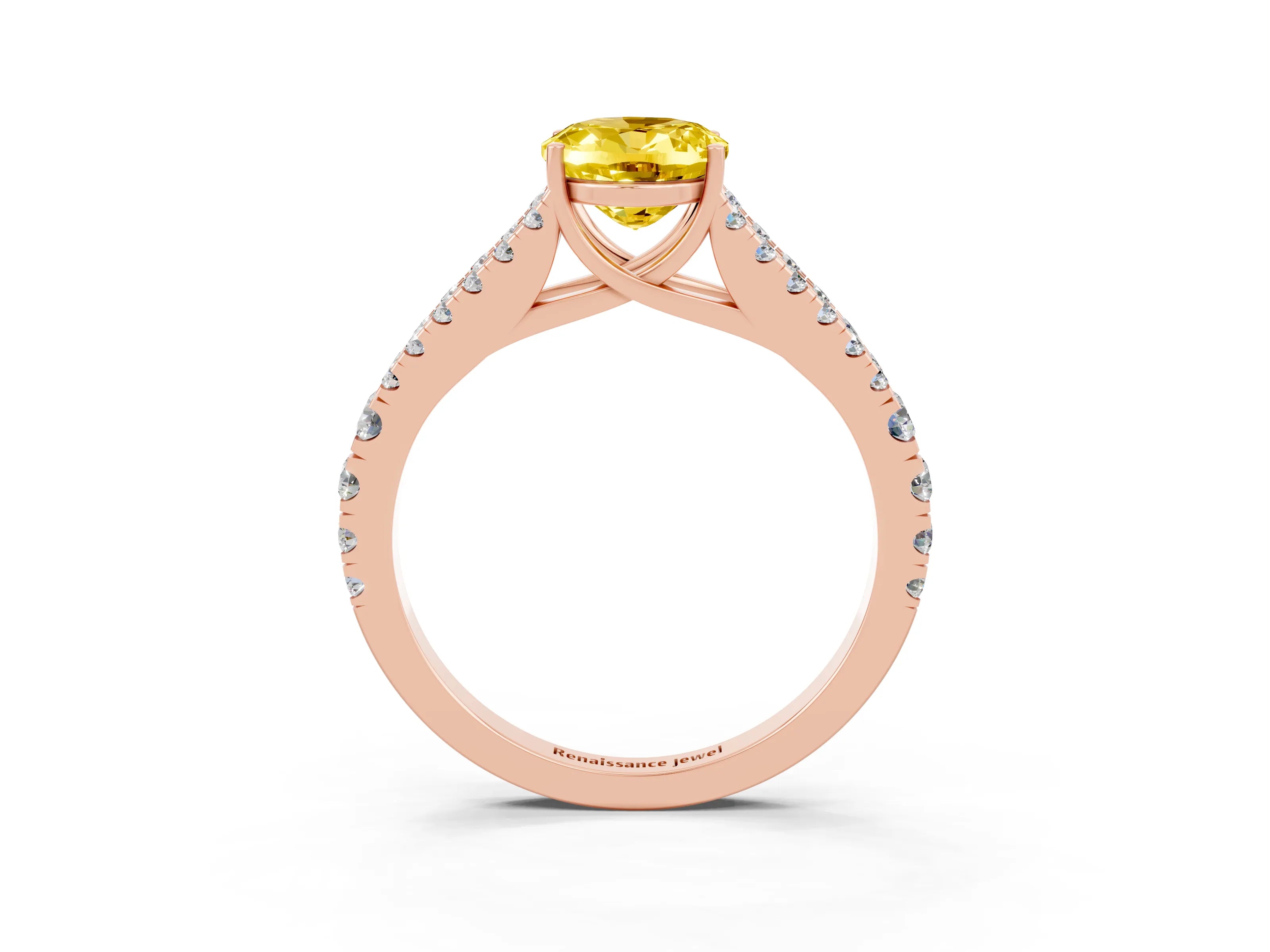 Rose gold Oval Cut Cut Split Shank Pave Diamond Engagement Ring with Four-Prong Setting_3