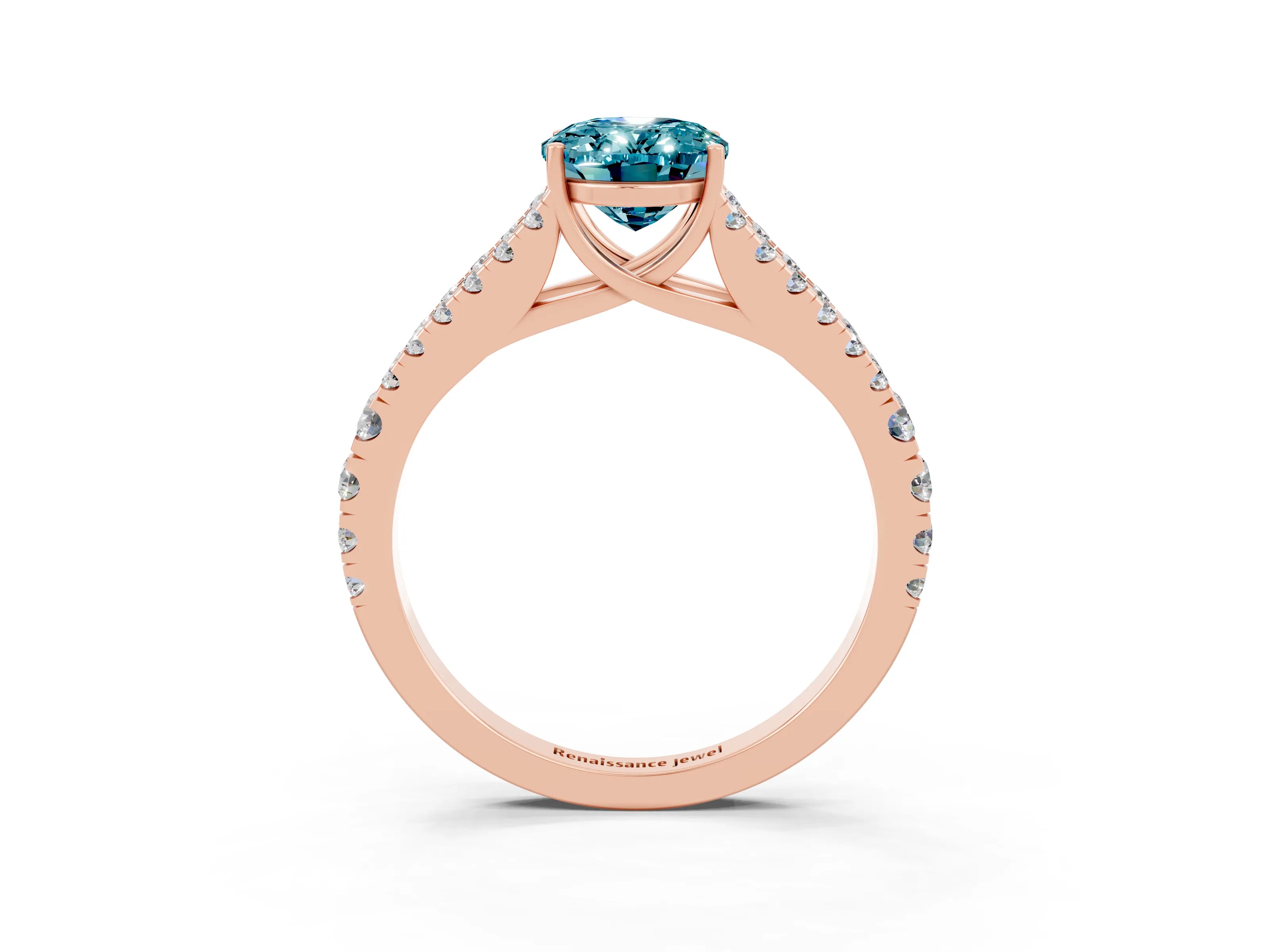 Rose gold Oval Cut Cut Split Shank Pave Diamond Engagement Ring with Four-Prong Setting_3