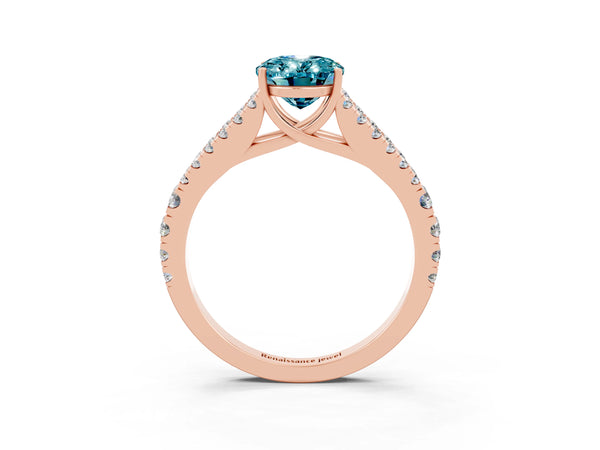 Rose gold Oval Cut Cut Split Shank Pave Diamond Engagement Ring with Four-Prong Setting