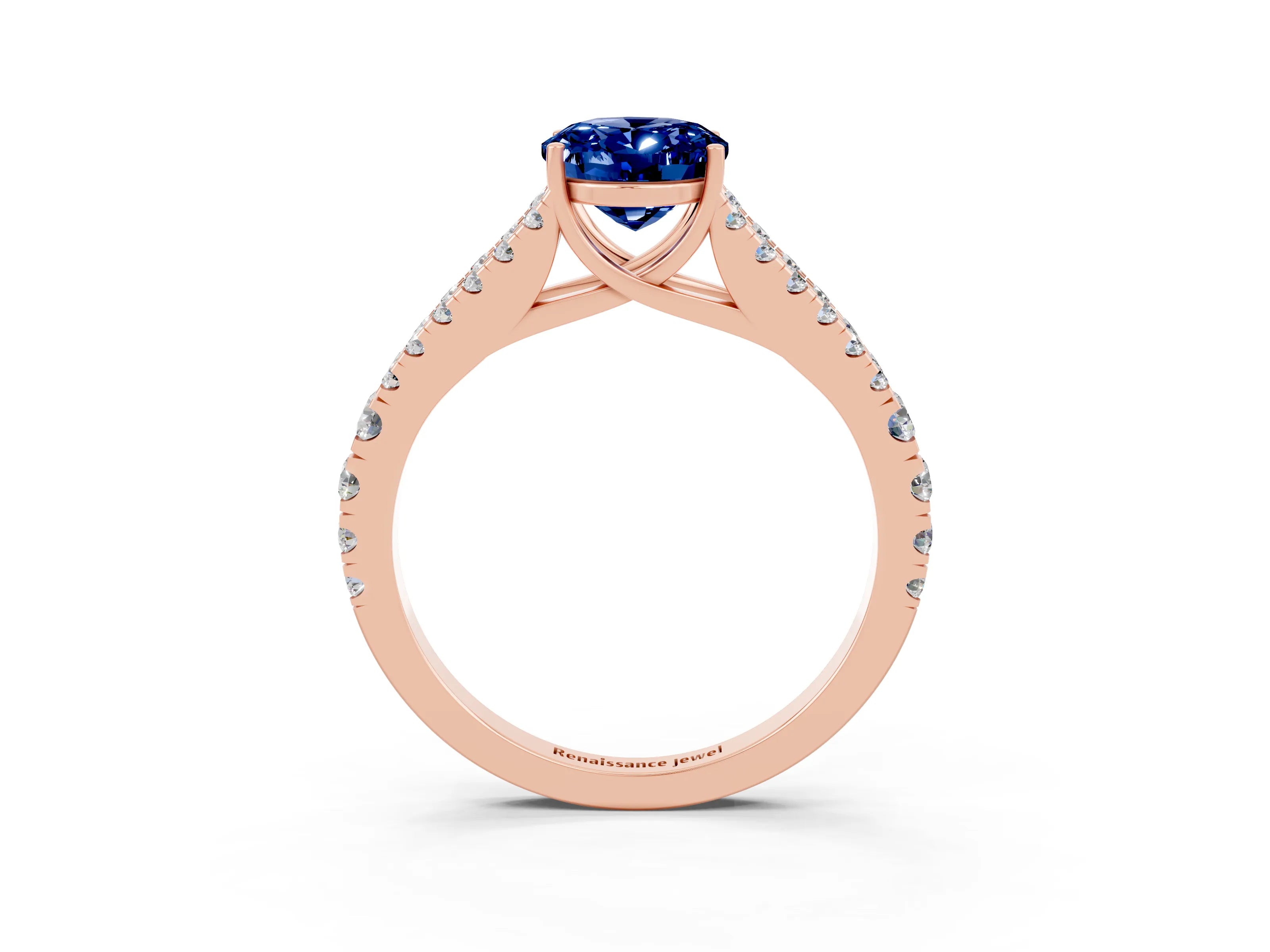 Rose gold Oval Cut Cut Split Shank Pave Diamond Engagement Ring with Four-Prong Setting_3