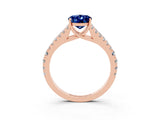 Rose gold Oval Cut Cut Split Shank Pave Diamond Engagement Ring with Four-Prong Setting_3