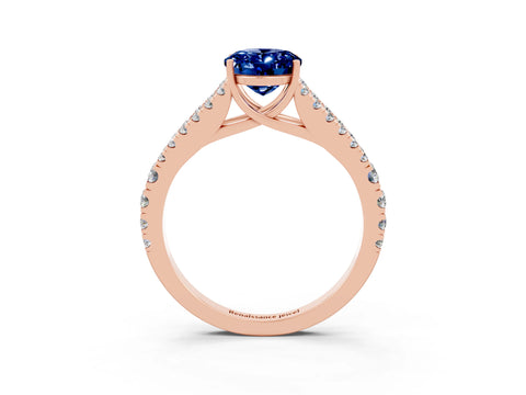 Rose gold Oval Cut Cut Split Shank Pave Diamond Engagement Ring with Four-Prong Setting_3