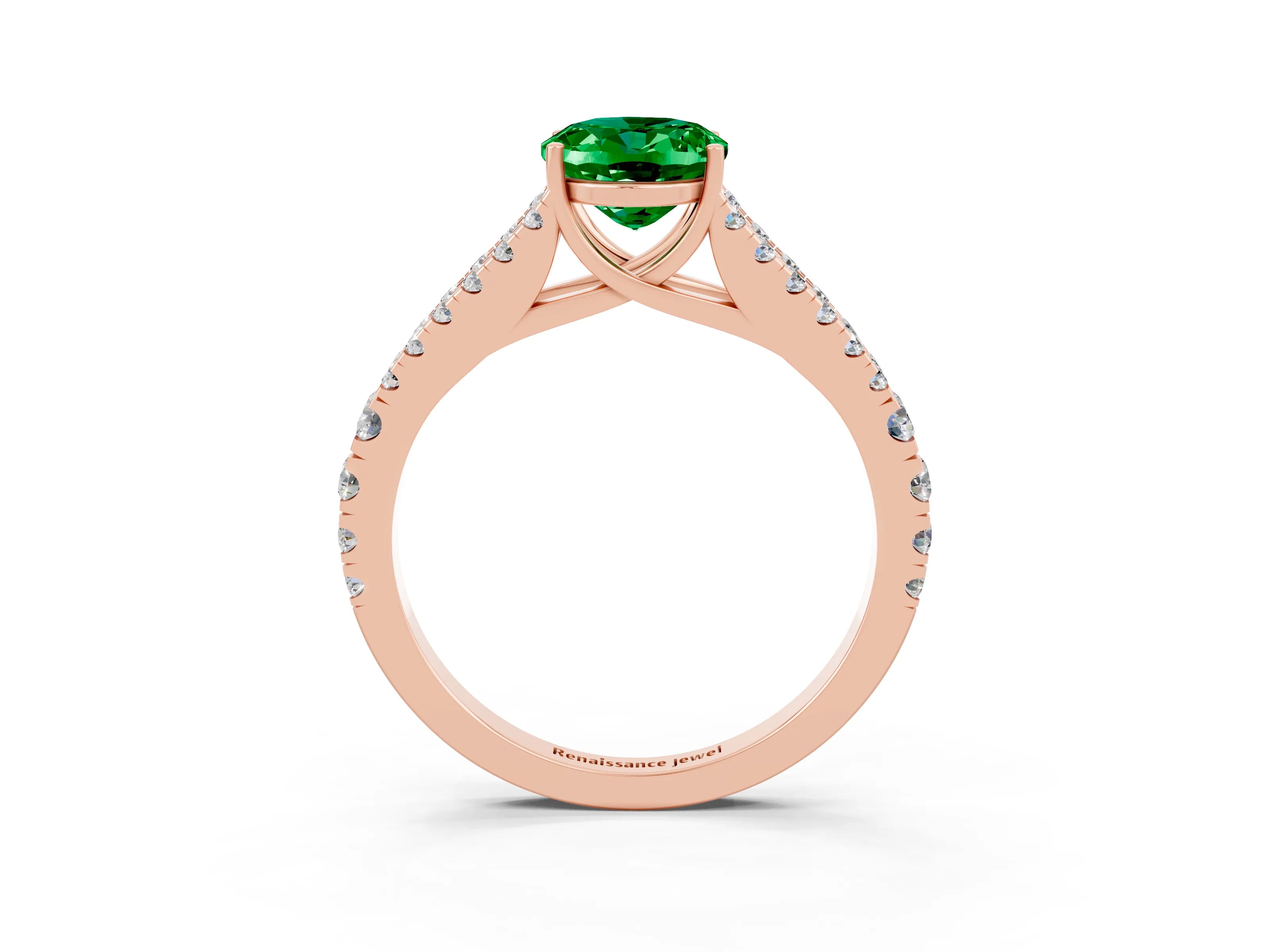 Rose gold Oval Cut Cut Split Shank Pave Diamond Engagement Ring with Four-Prong Setting_3