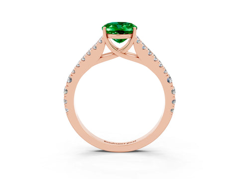 Rose gold Oval Cut Cut Split Shank Pave Diamond Engagement Ring with Four-Prong Setting_3