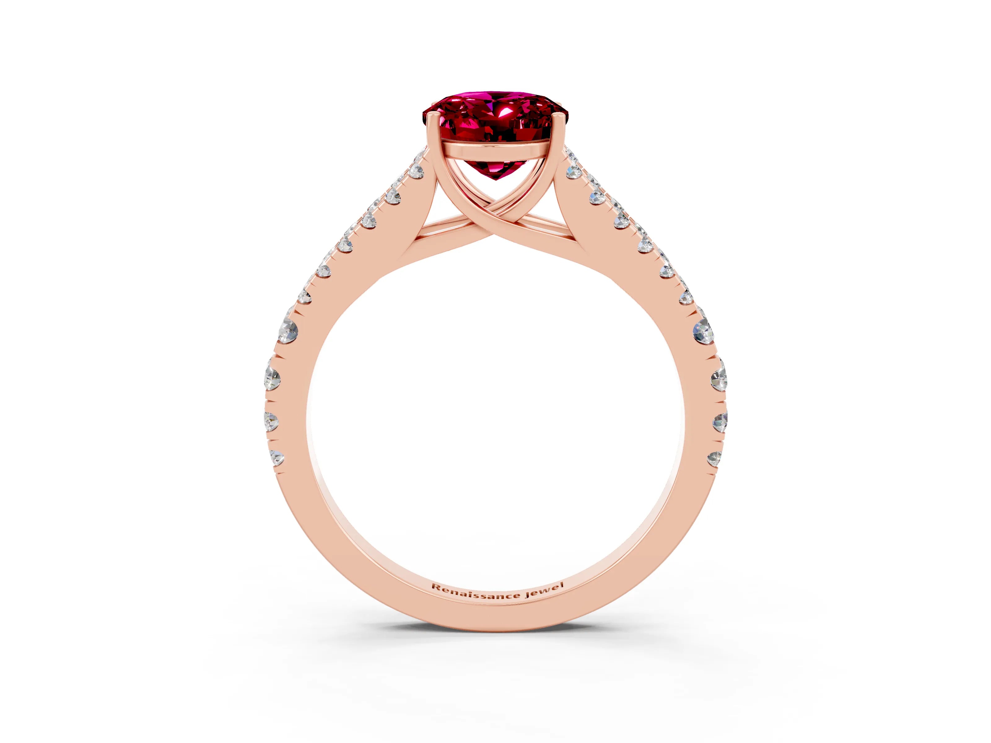 Rose gold Oval Cut Cut Split Shank Pave Diamond Engagement Ring with Four-Prong Setting_3