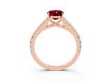 Rose gold Oval Cut Cut Split Shank Pave Diamond Engagement Ring with Four-Prong Setting_3
