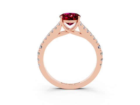 Rose gold Oval Cut Cut Split Shank Pave Diamond Engagement Ring with Four-Prong Setting_3