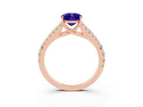 Rose gold Oval Cut Cut Split Shank Pave Diamond Engagement Ring with Four-Prong Setting_3