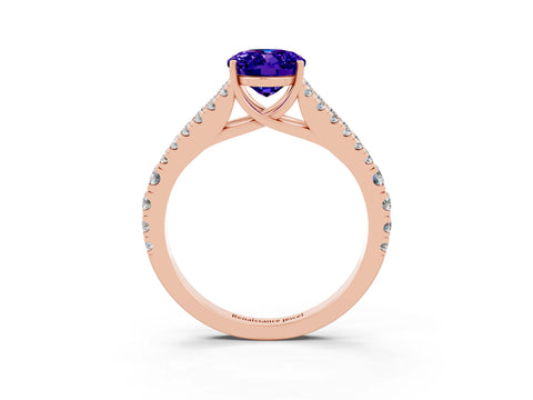 Rose gold Oval Cut Cut Split Shank Pave Diamond Engagement Ring with Four-Prong Setting_3
