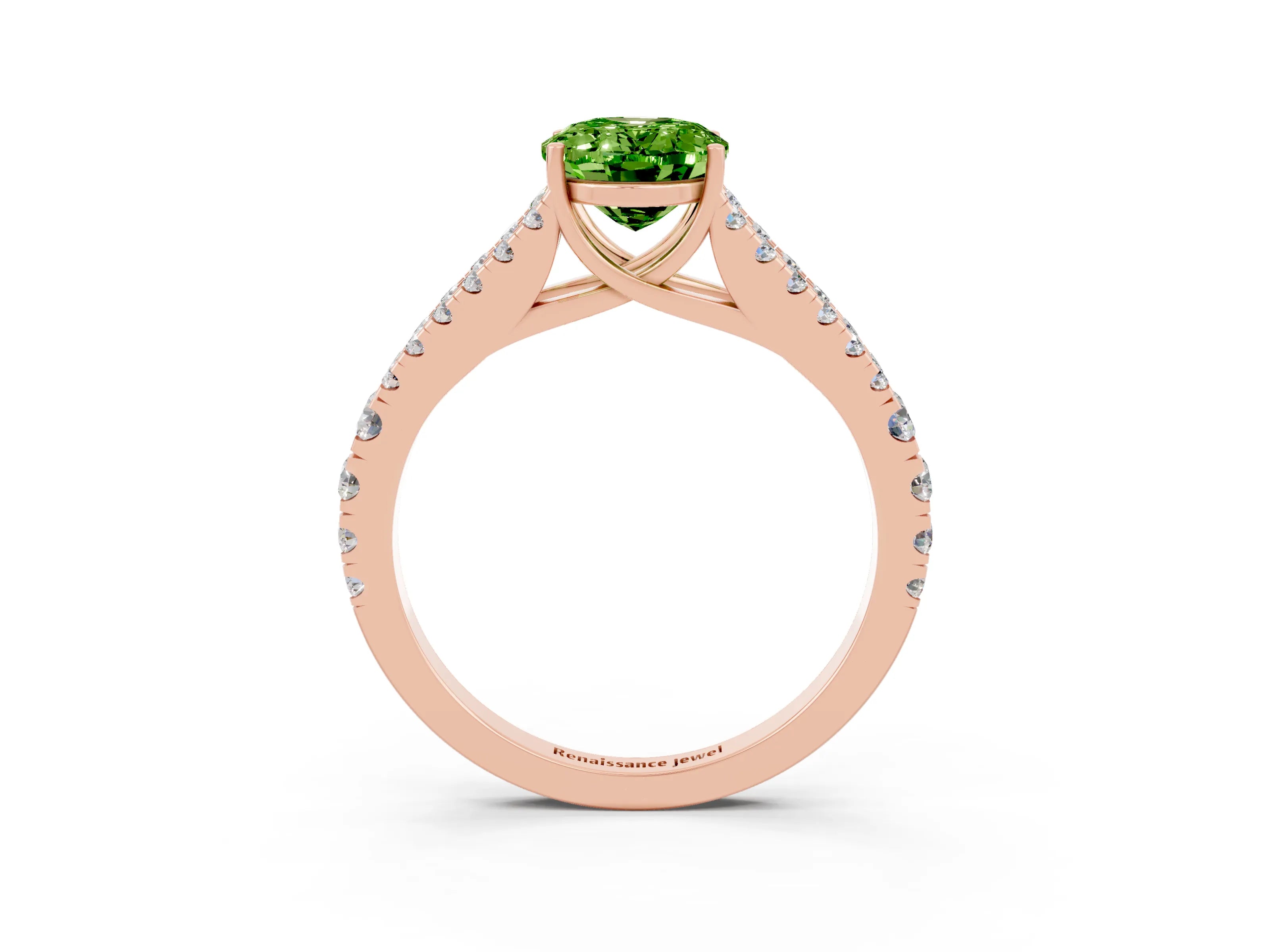 Rose gold Oval Cut Cut Split Shank Pave Diamond Engagement Ring with Four-Prong Setting_3
