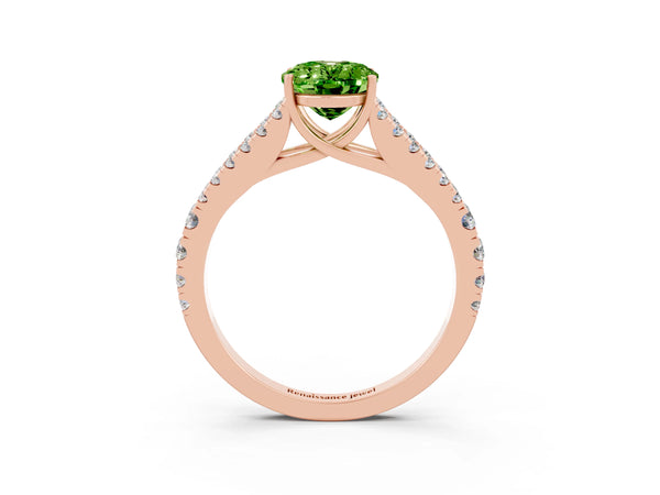 Rose gold Oval Cut Cut Split Shank Pave Diamond Engagement Ring with Four-Prong Setting
