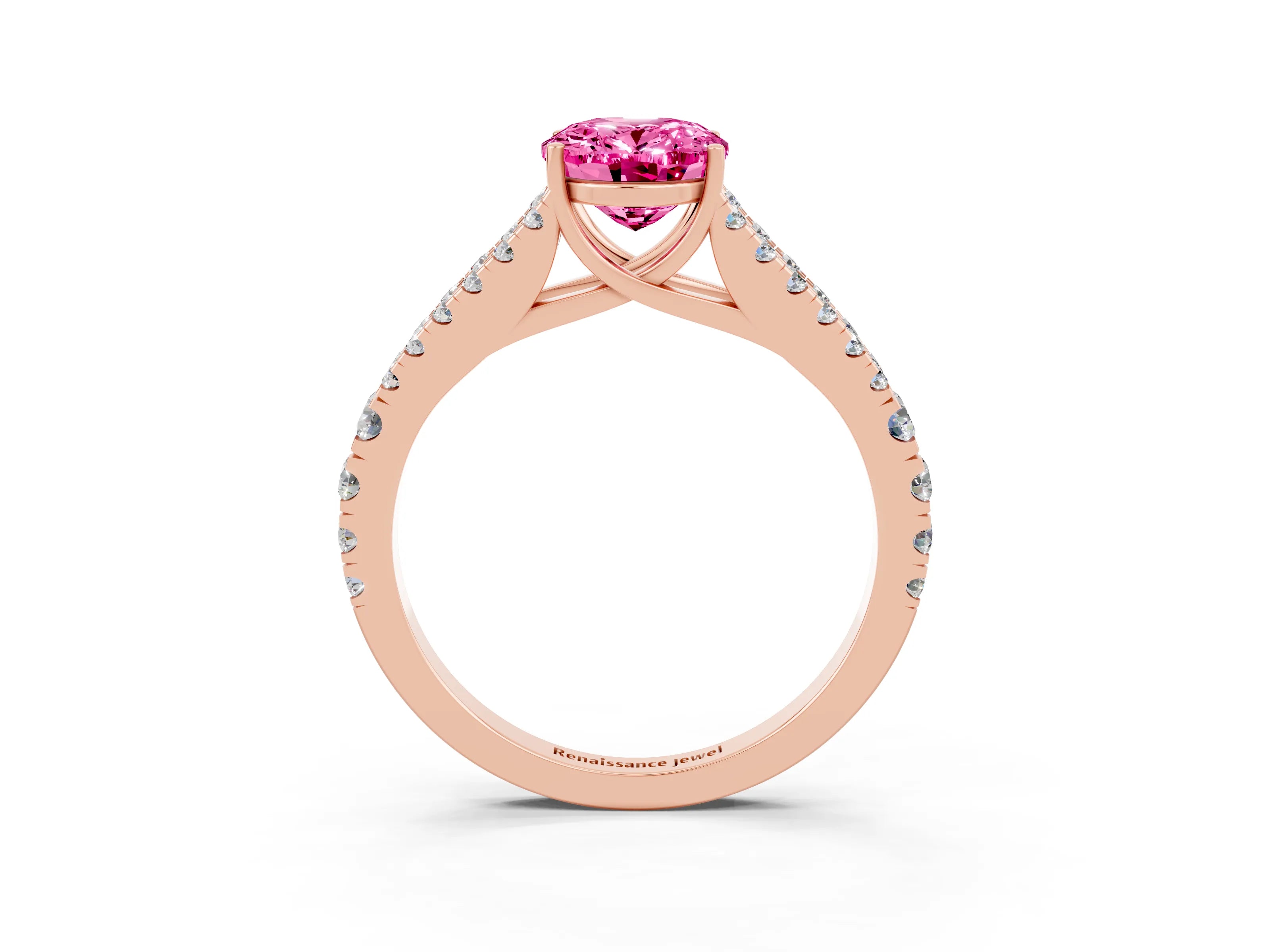 Rose gold Oval Cut Cut Split Shank Pave Diamond Engagement Ring with Four-Prong Setting_3