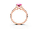 Rose gold Oval Cut Cut Split Shank Pave Diamond Engagement Ring with Four-Prong Setting_3