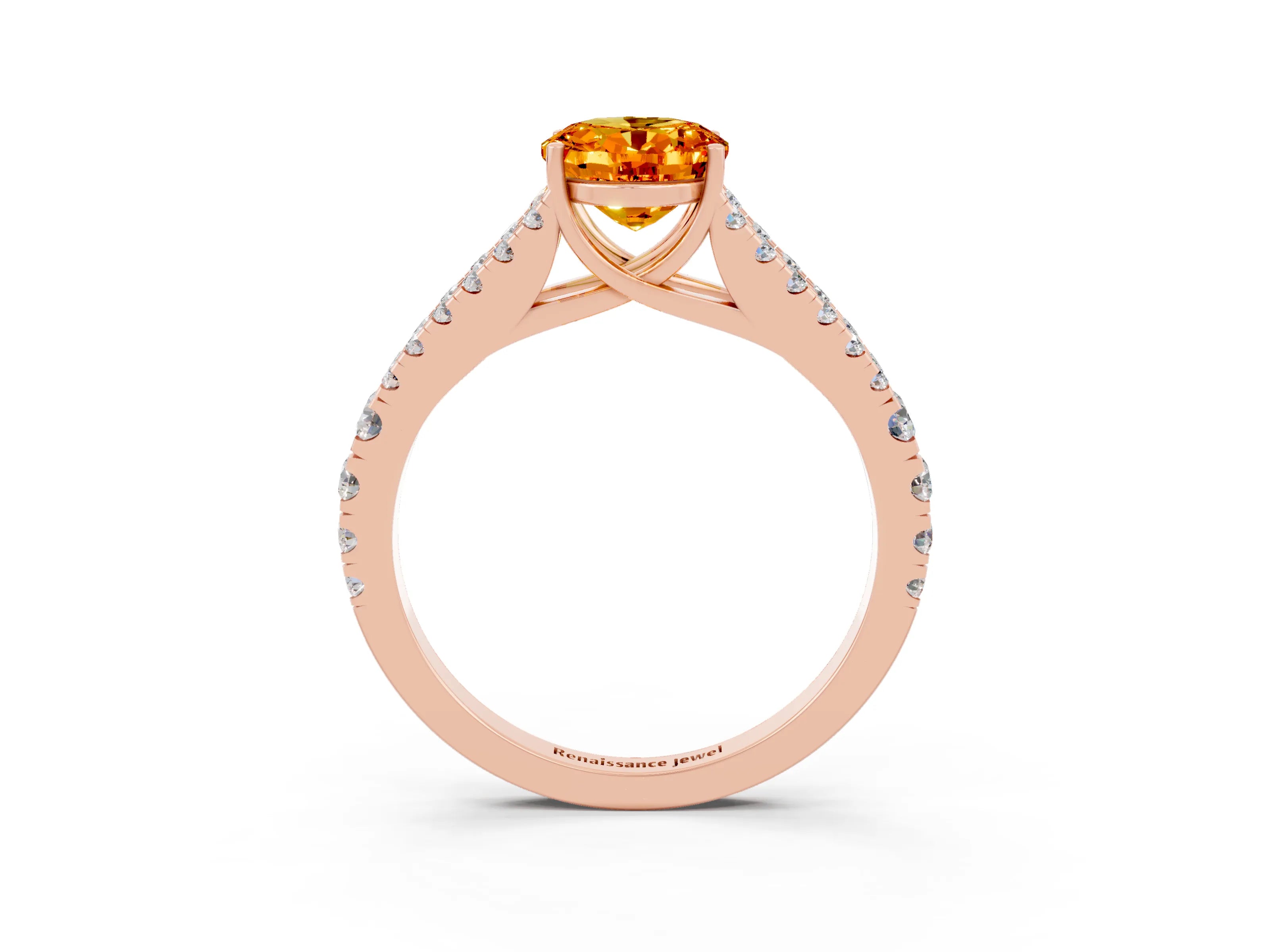 Rose gold Oval Cut Cut Split Shank Pave Diamond Engagement Ring with Four-Prong Setting_3