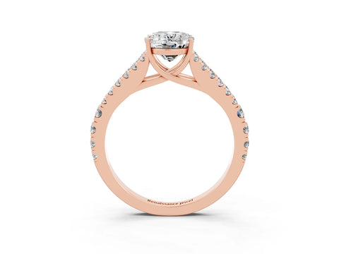 Rose gold Oval Cut Cut Split Shank Pave Diamond Engagement Ring with Four-Prong Setting_3