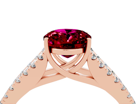 Rose gold Oval Cut Cut Split Shank Pave Diamond Engagement Ring with Four-Prong Setting_4