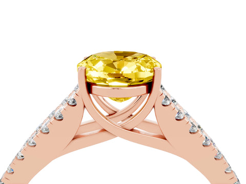 Rose gold Oval Cut Cut Split Shank Pave Diamond Engagement Ring with Four-Prong Setting_4