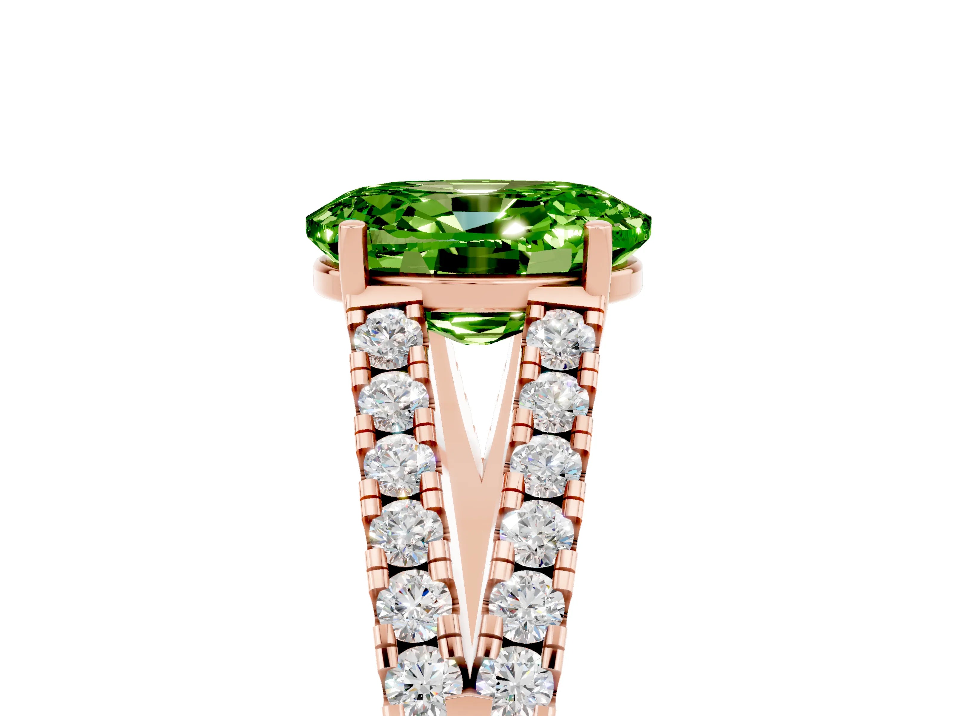 Rose gold Oval Cut Cut Split Shank Pave Diamond Engagement Ring with Four-Prong Setting_5