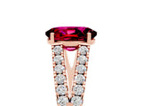 Rose gold Oval Cut Cut Split Shank Pave Diamond Engagement Ring with Four-Prong Setting_5