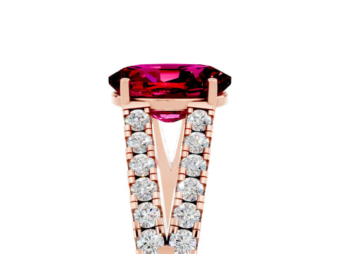 Rose gold Oval Cut Cut Split Shank Pave Diamond Engagement Ring with Four-Prong Setting_5
