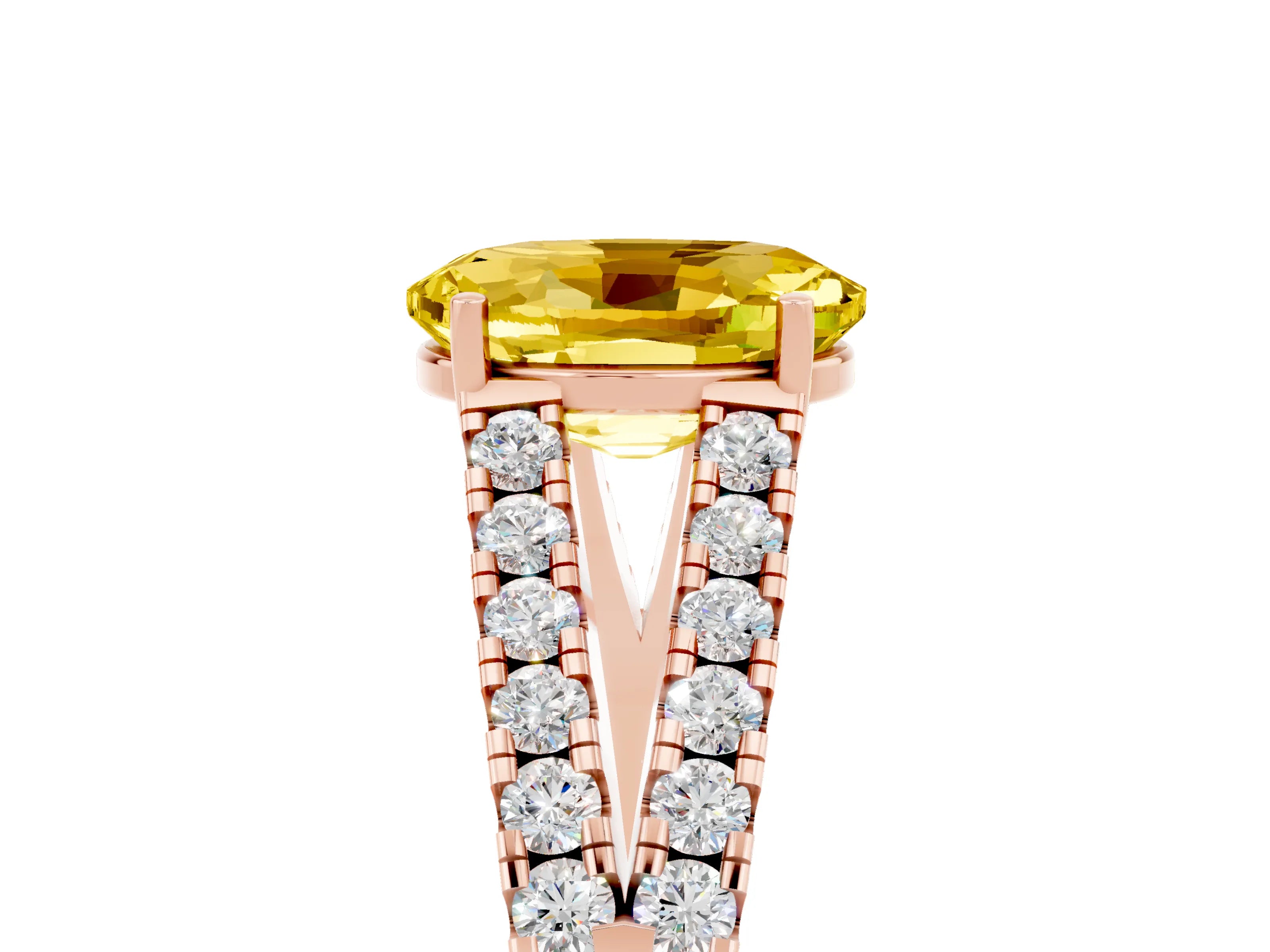 Rose gold Oval Cut Cut Split Shank Pave Diamond Engagement Ring with Four-Prong Setting_5