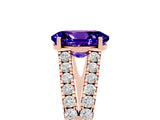 Rose gold Oval Cut Cut Split Shank Pave Diamond Engagement Ring with Four-Prong Setting_5