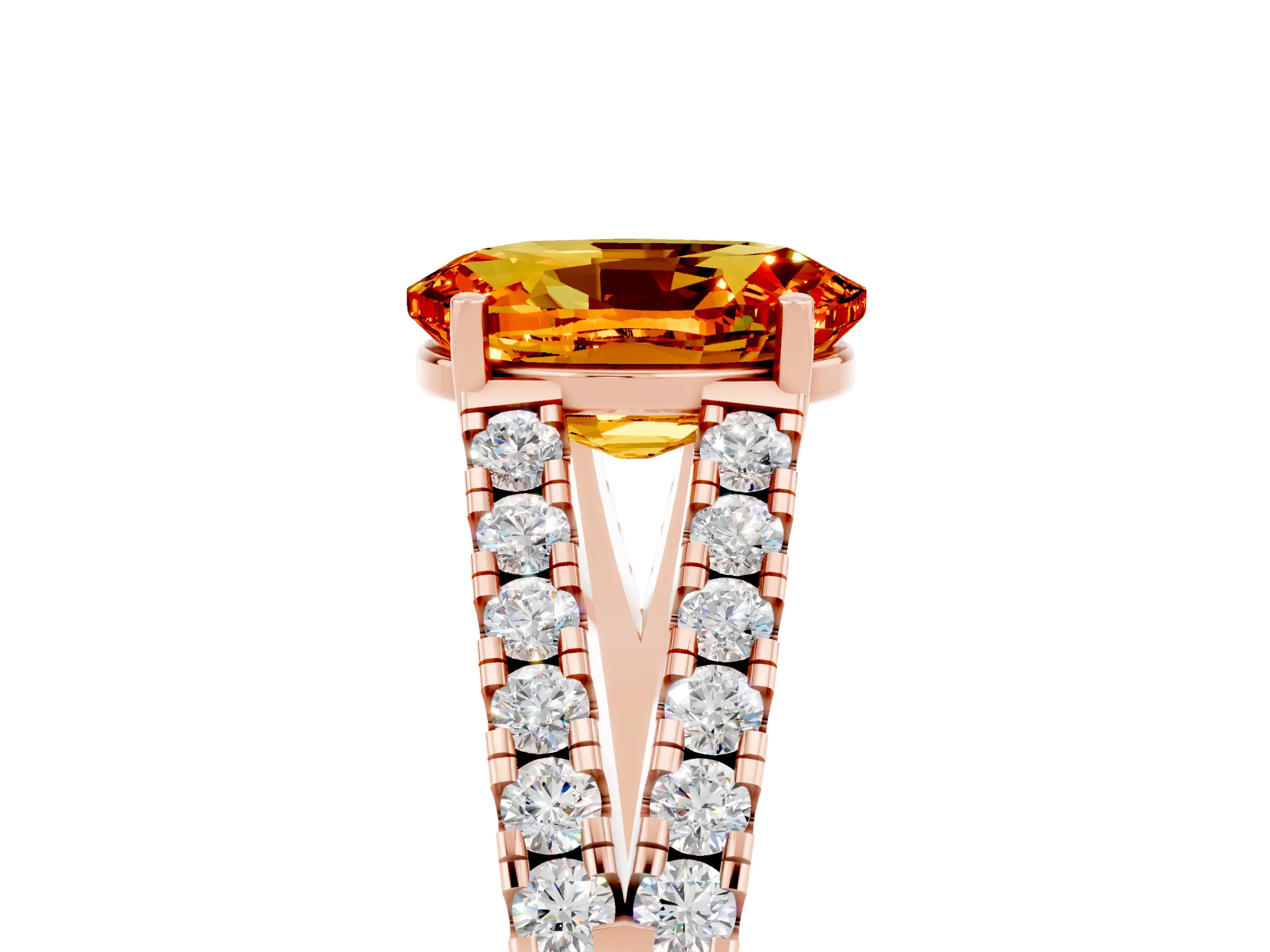Rose gold Oval Cut Cut Split Shank Pave Diamond Engagement Ring with Four-Prong Setting_5