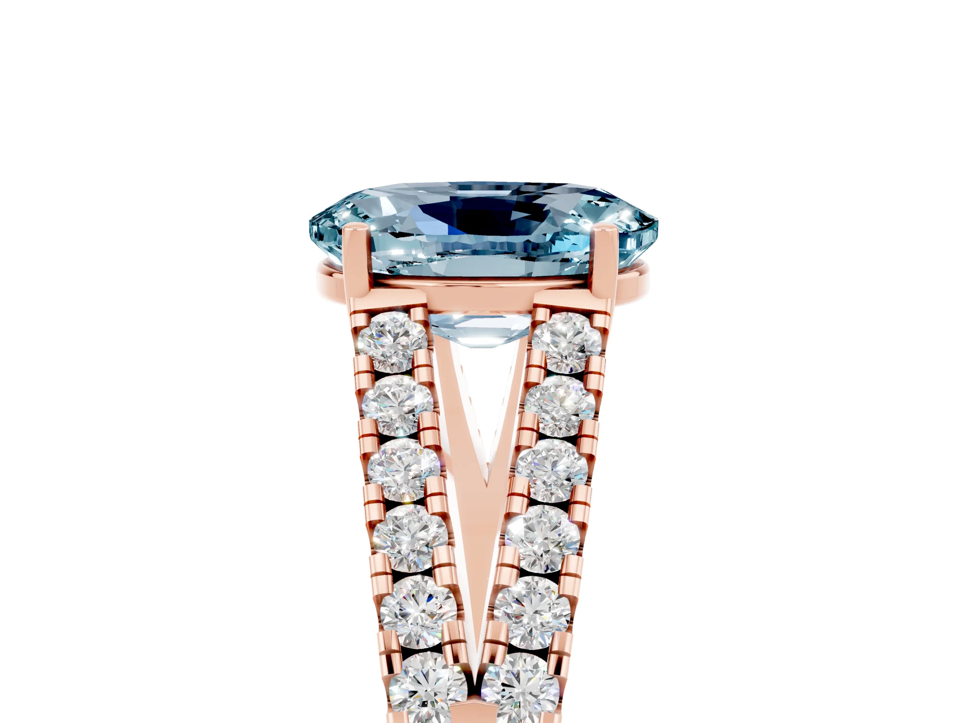 Rose gold Oval Cut Cut Split Shank Pave Diamond Engagement Ring with Four-Prong Setting_5