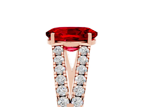 Rose gold Oval Cut Cut Split Shank Pave Diamond Engagement Ring with Four-Prong Setting_5