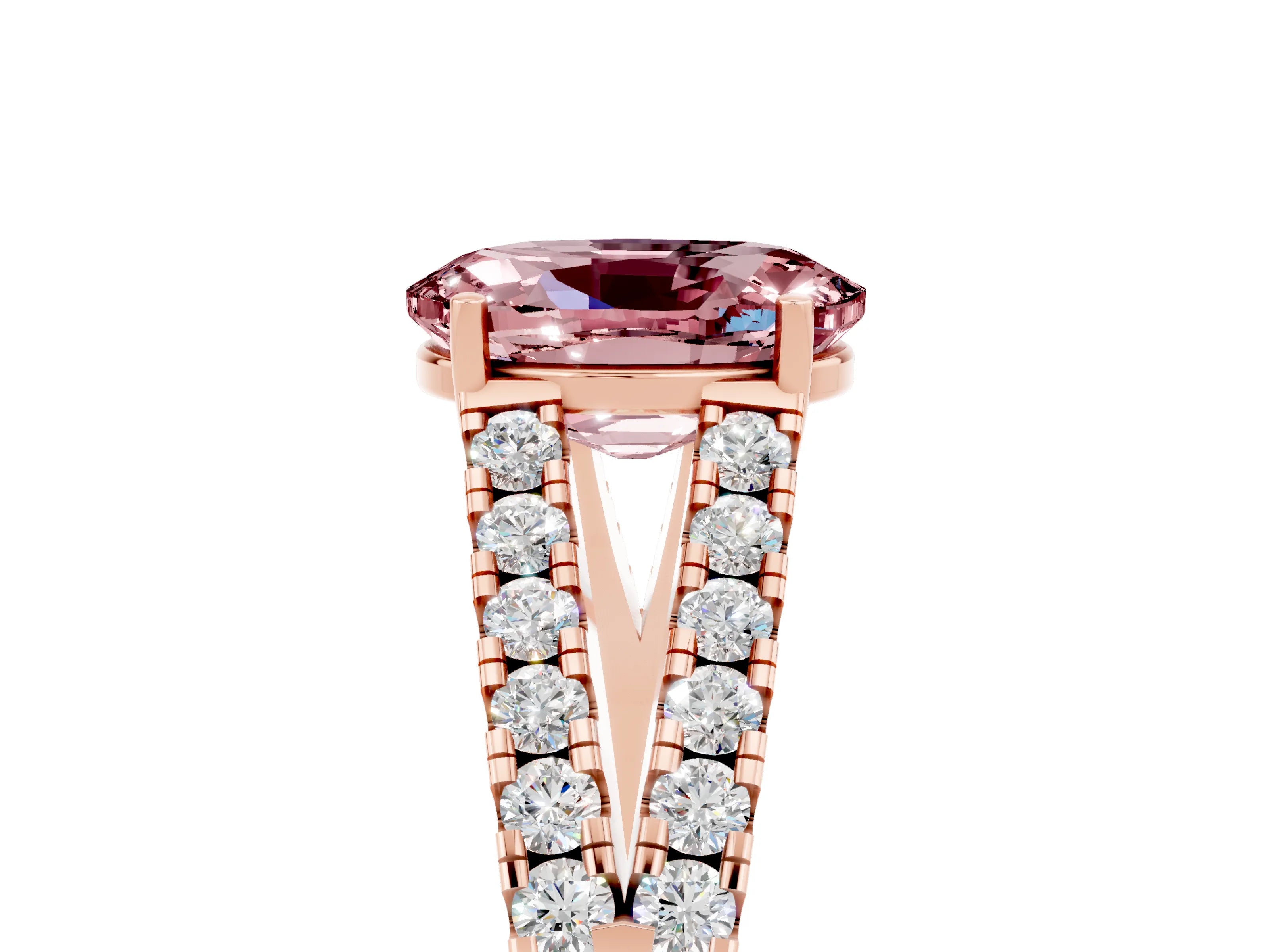 Rose gold Oval Cut Cut Split Shank Pave Diamond Engagement Ring with Four-Prong Setting_5