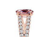 Rose gold Oval Cut Cut Split Shank Pave Diamond Engagement Ring with Four-Prong Setting_5