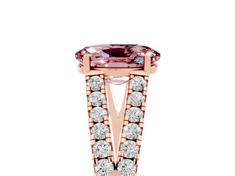 Rose gold Oval Cut Cut Split Shank Pave Diamond Engagement Ring with Four-Prong Setting_5