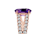 Rose gold Oval Cut Cut Split Shank Pave Diamond Engagement Ring with Four-Prong Setting_5