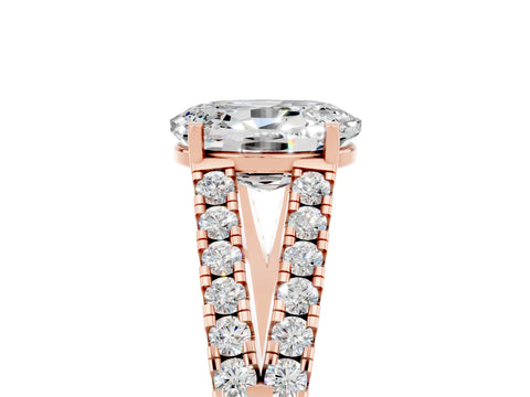 Rose gold Oval Cut Cut Split Shank Pave Diamond Engagement Ring with Four-Prong Setting_5