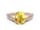 Rose gold Oval Cut Cut Split Shank Pave Diamond Engagement Ring with Four-Prong Setting