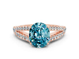 Rose gold Oval Cut Cut Split Shank Pave Diamond Engagement Ring with Four-Prong Setting