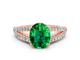Rose gold Oval Cut Cut Split Shank Pave Diamond Engagement Ring with Four-Prong Setting